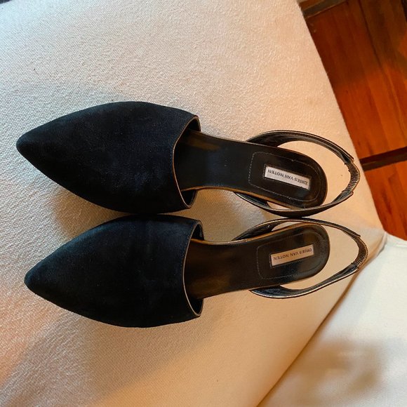 Dries Van Noten Black Suede Slingback Pumps 37 - Picture 8 of 11
